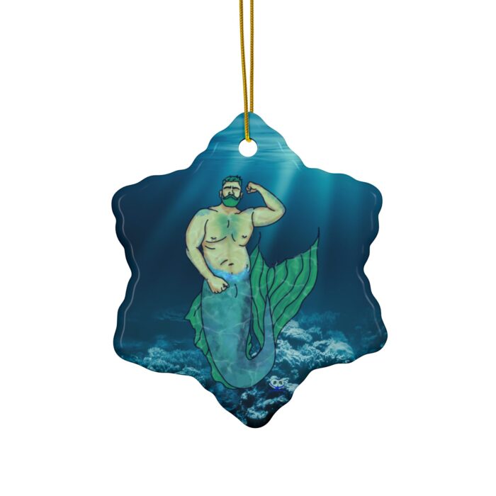 Ceramic Ornament - MerCub Green Merman - Image 4
