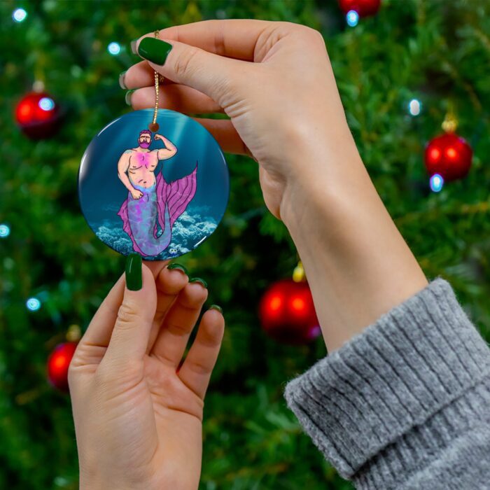 Ceramic Ornament - MerCub Pink Merman - Image 3