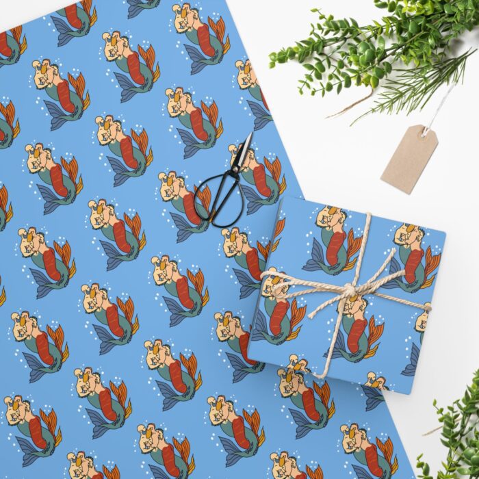Wrapping Paper - Mermen on Light Blue - Image 2