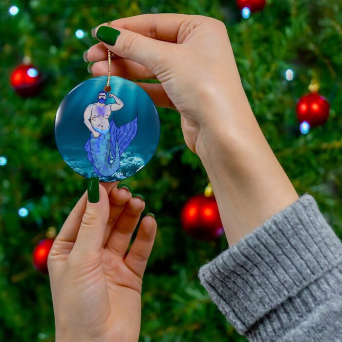Ceramic Ornament - MerCub Blue Merman - Image 3