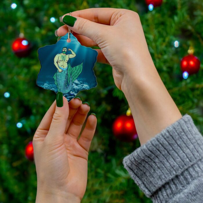 Ceramic Ornament - MerCub Green Merman - Image 6