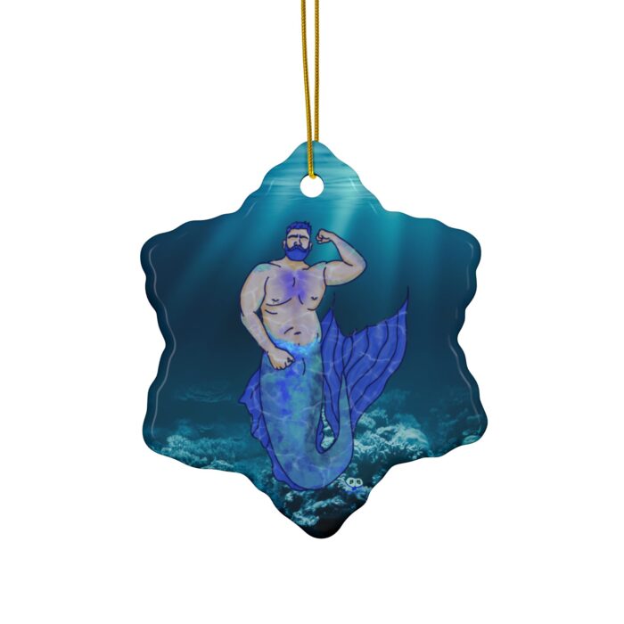 Ceramic Ornament - MerCub Blue Merman - Image 4
