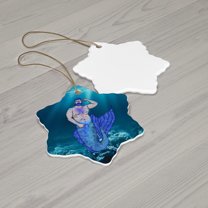 Ceramic Ornament - MerCub Blue Merman - Image 5