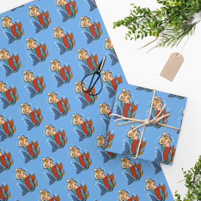 Wrapping Paper - Mermen on Light Blue - Image 4