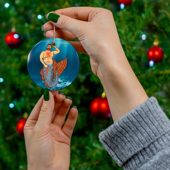 Ceramic Ornament - MerCub Orange Merman - Image 3