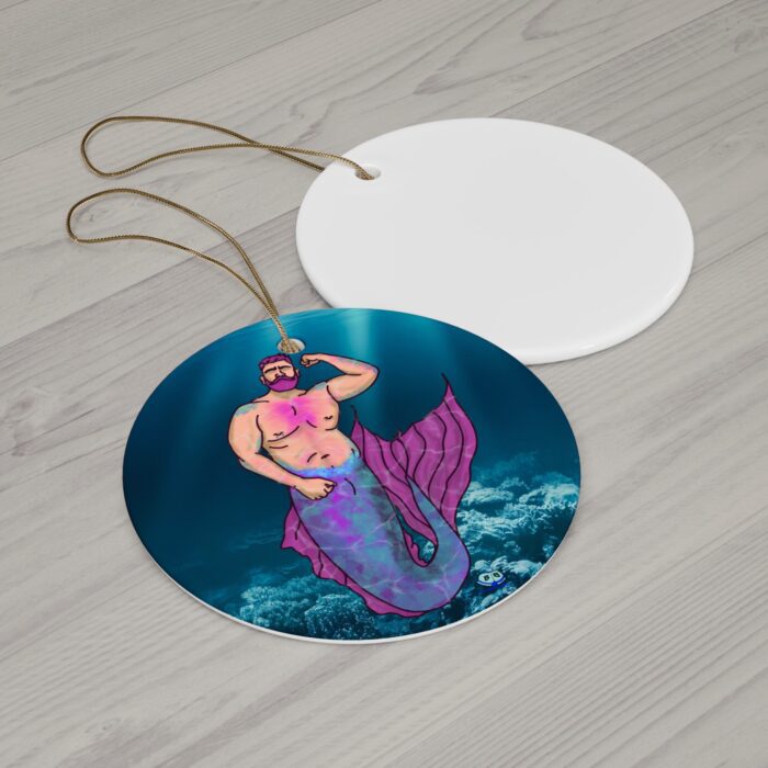 Ceramic Ornament - MerCub Pink Merman - Image 2
