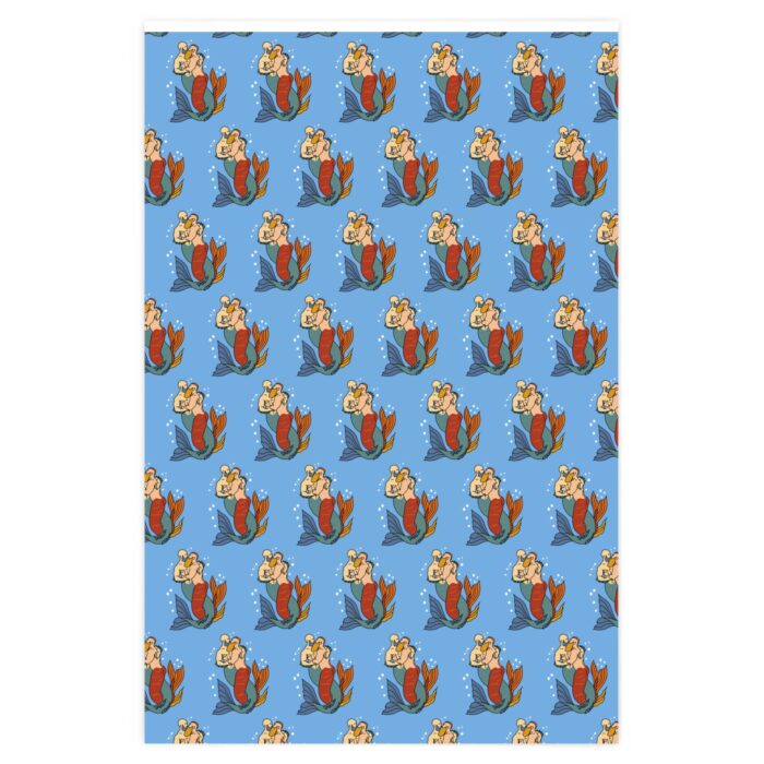 Wrapping Paper - Mermen on Light Blue