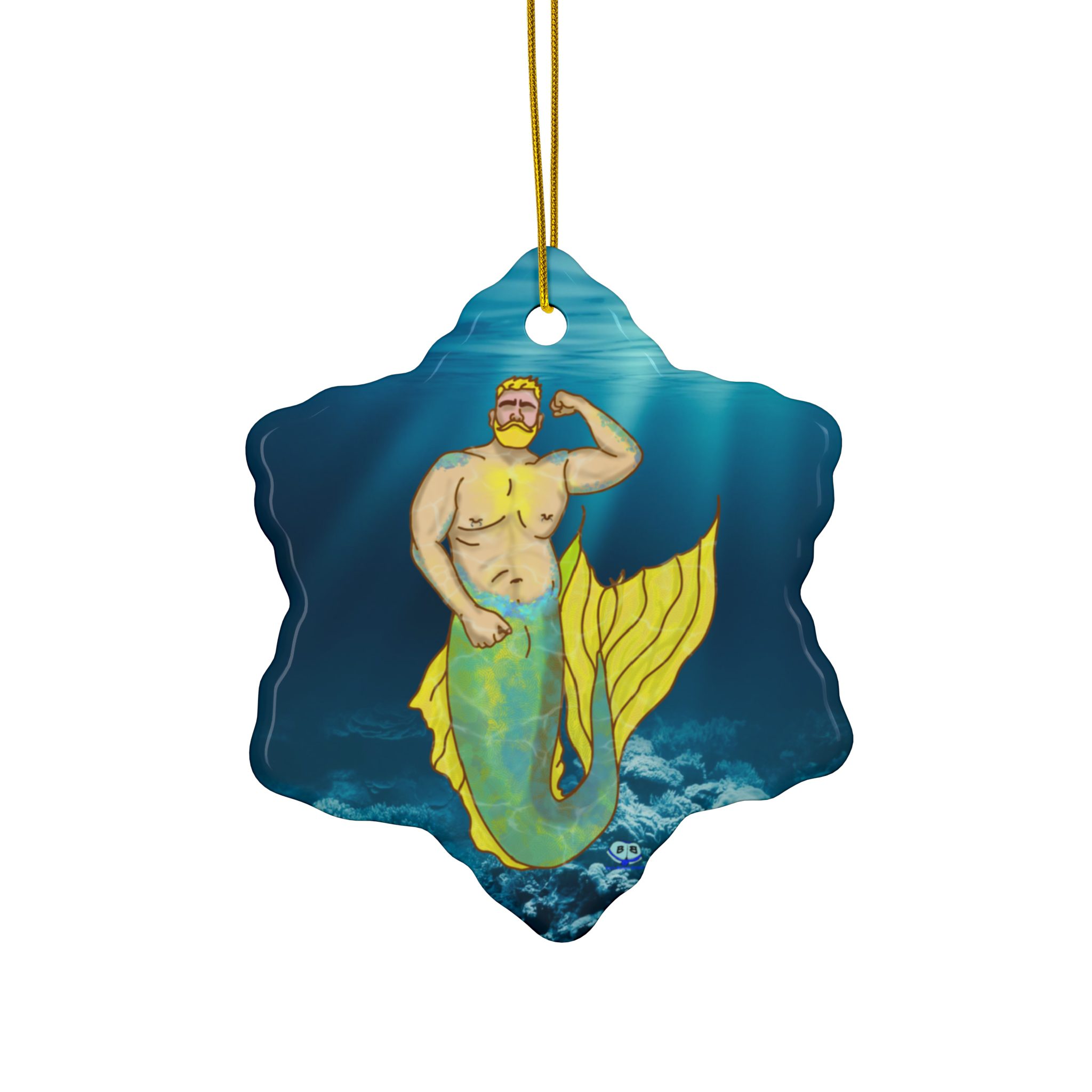 Ceramic Ornament - MerCub Yellow Merman - Image 4