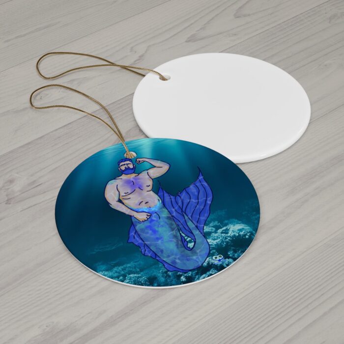 Ceramic Ornament - MerCub Blue Merman - Image 2