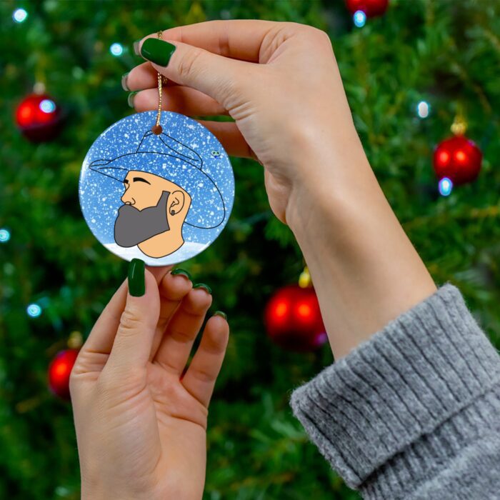 Ceramic Ornament - Bearded Cowboy - Image 3