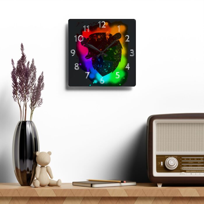 Acrylic Wall Clock - Bear Paint Rainbow - Image 4