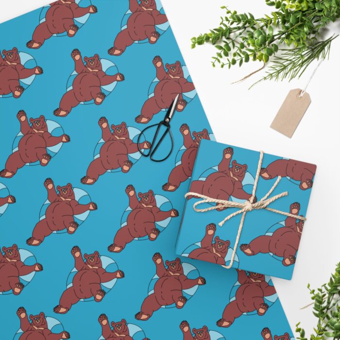 Wrapping Paper - Inner Tube Bear on Blue - Image 2