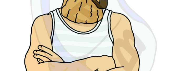 Describing subject of a drawing: Nothing makes me feel safer than having my Cruise Daddy on board!