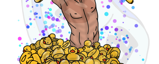 Describing subject of a drawing: There are a few little worlds where rubber ducks are sought after.  Our favorites is on cruise ships!  Quack Quack!