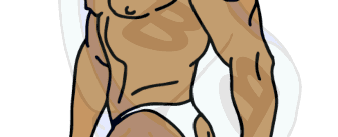 Describing subject of a drawing: When you love something so much that you get a tattoo of it!  This guy must love eggplant parmesan!