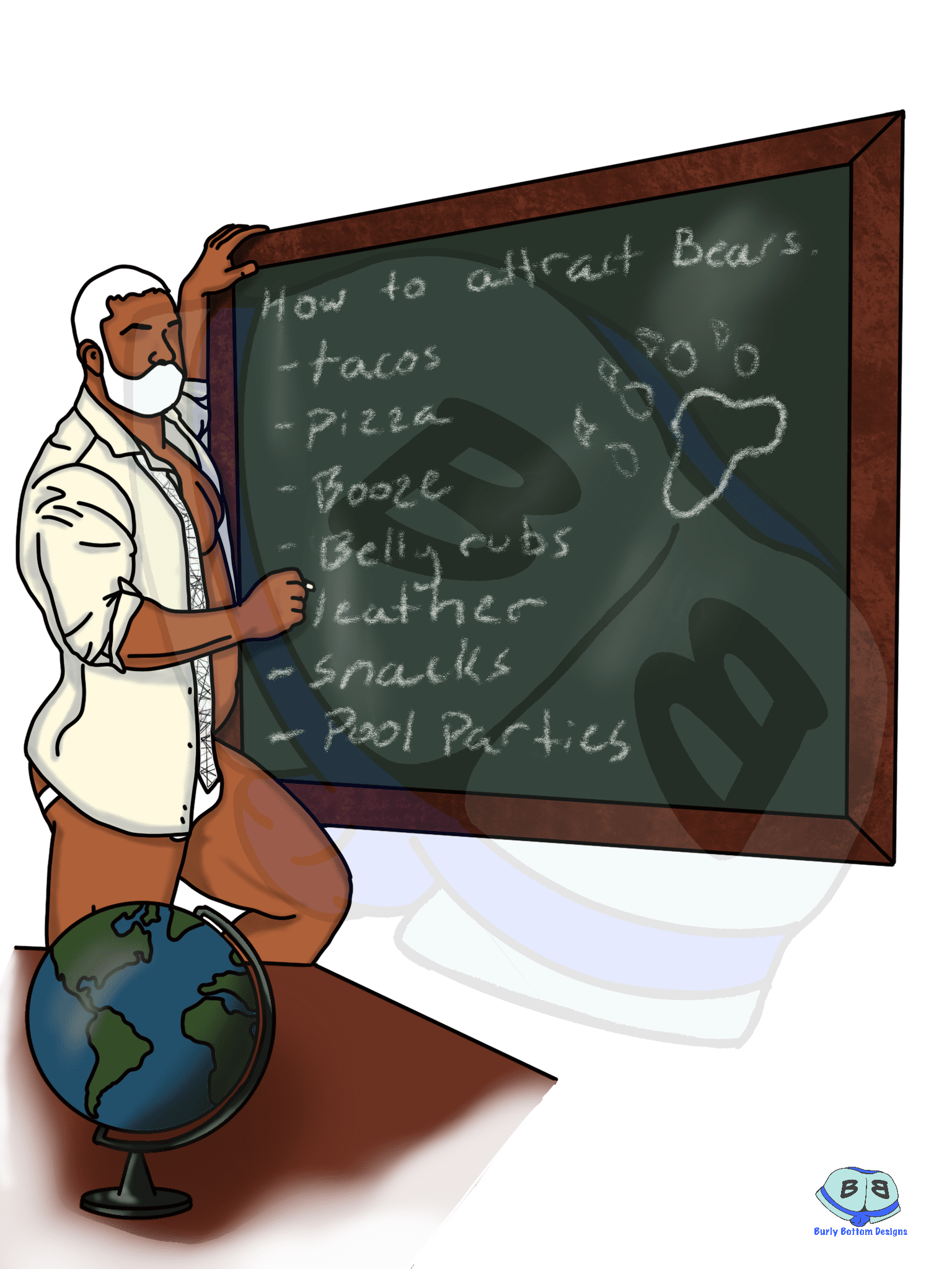 Describing subject of a drawing: Make sure you take notes...that is if the teacher is not too distracting.