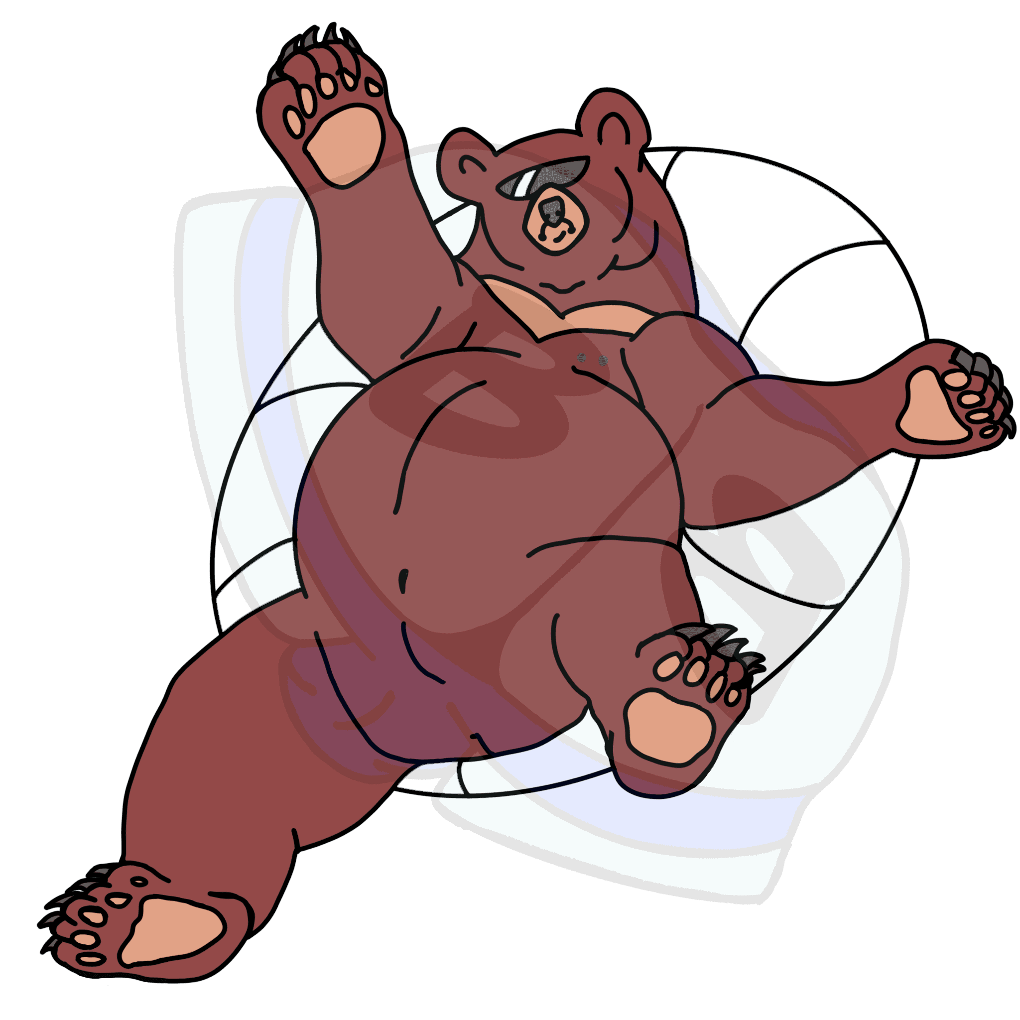 Describing subject of a drawing: Bear Tubing is a thing!  we've done it!