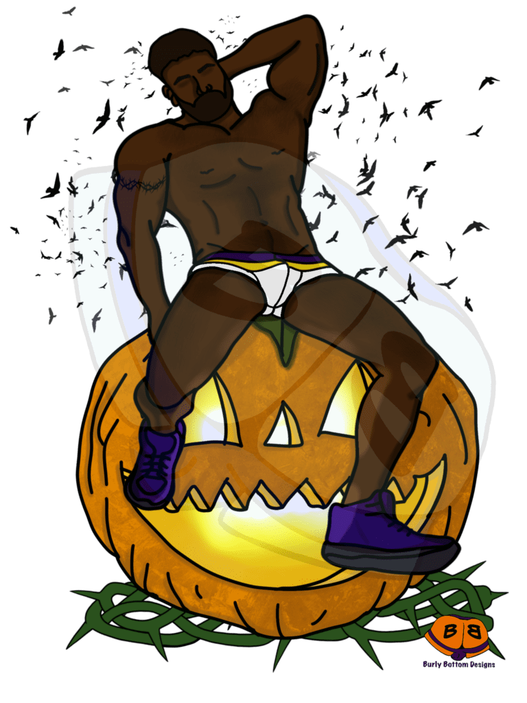 Describing subject of a drawing: Halloween if my favorite holiday!  Is this the great pumpkin that has been foretold?