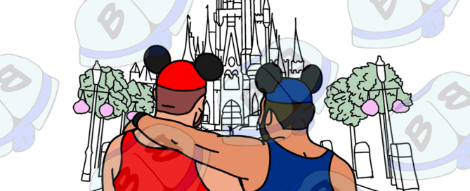 Describing subject of a drawing: The most magical place is also one of the most gay friendly (for now).  Show up and show out especially on gay days!  These shirts come in red!