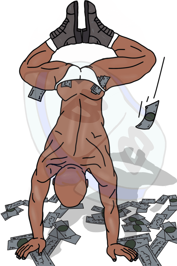 Describing subject of a drawing: No judgement!  Make those Benjamins how ever you're able!  If you got it