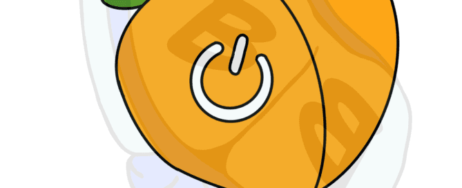 Describing subject of a drawing: Push to turn on this Power Bottom logo.  It's a power button...on a peach....get it?.....I'm hilarious.