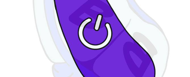 Describing subject of a drawing: Push to turn on this Power Top logo.  It's a power button...on an eggplant....get it?.....I'm hilarious.