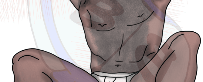 Describing subject of a drawing: Age is only a number and sometimes that number comes with a change of hair color