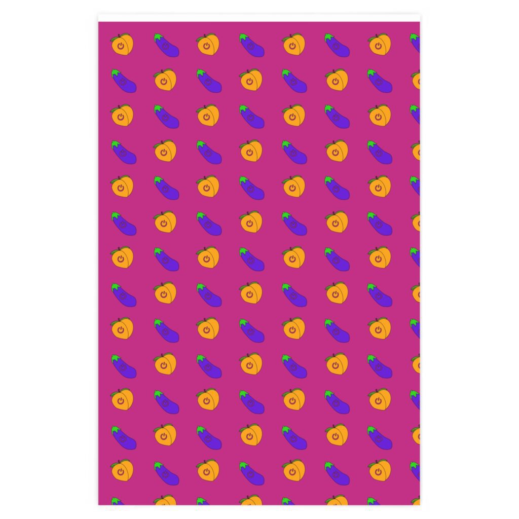 Wrapping Paper - Power Top / Eggplant &  Power Bottom / Peach on Hot Pink