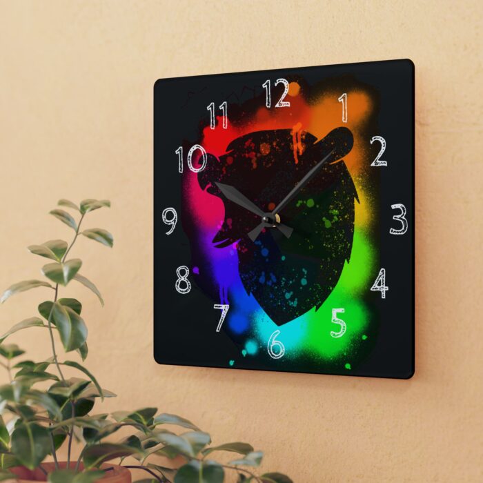 Acrylic Wall Clock - Bear Paint Rainbow - Image 3