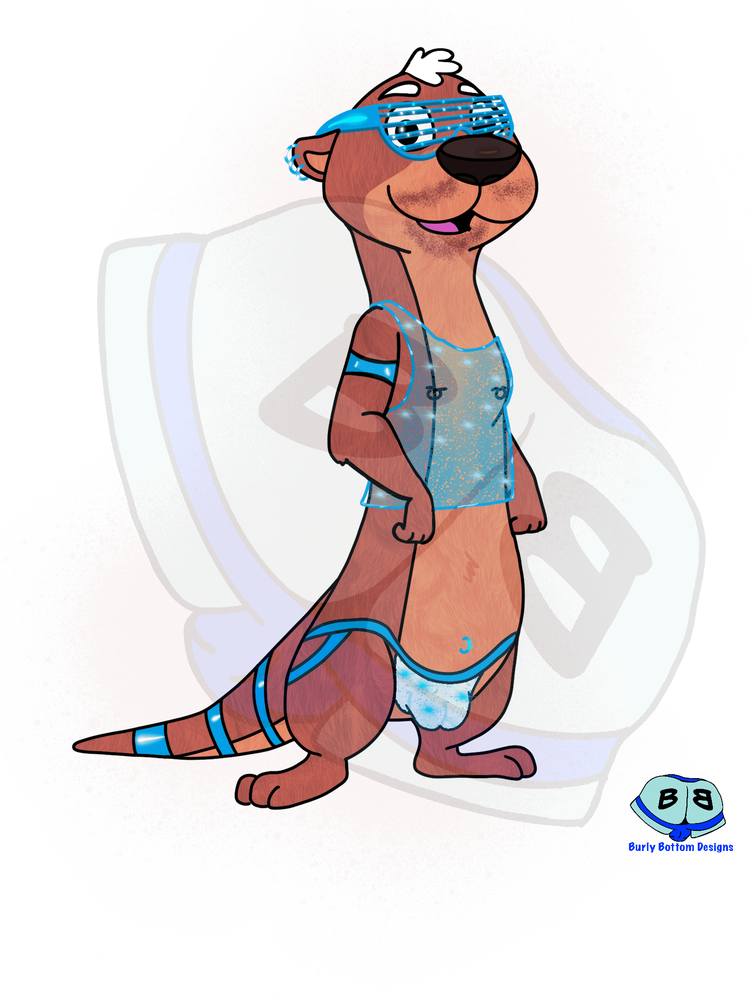Describing subject of a drawing: This otter is hotter than the spotter realized!