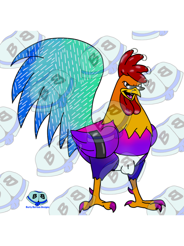 Describing subject of a drawing: That is one big beautiful cock!