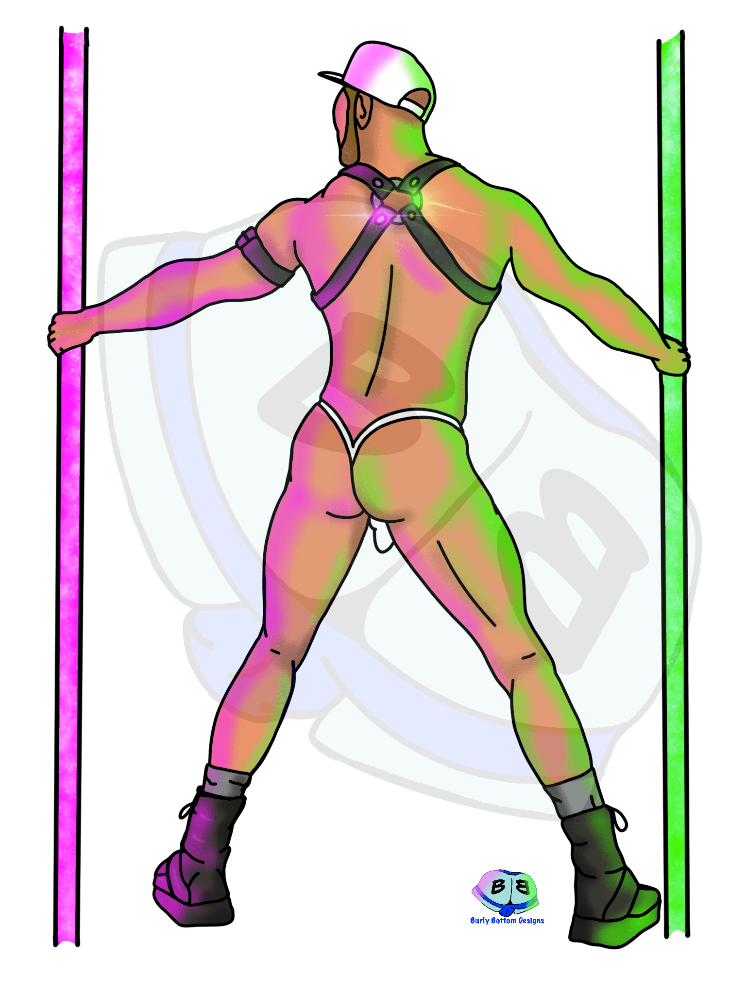 Describing subject of a drawing: I LOVE how this design came out and it prints so well on darker colors.  And we all know pink goes good with green!