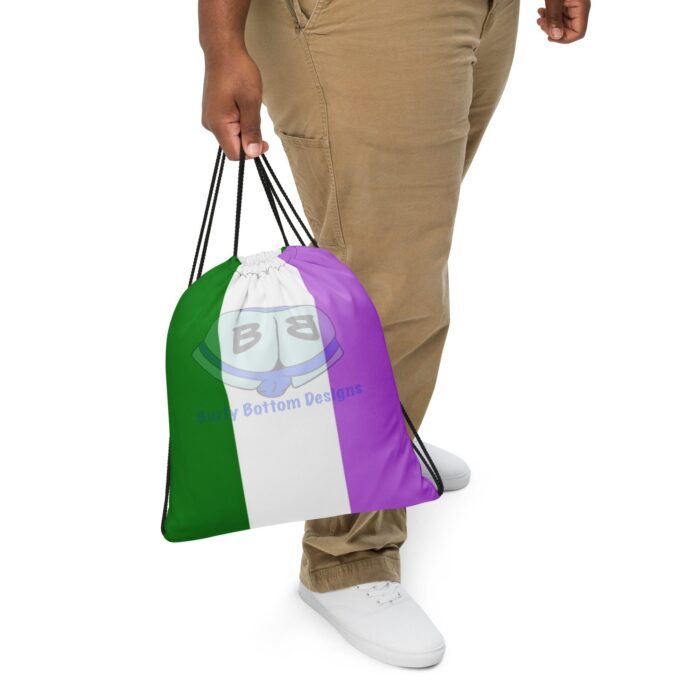 Drawstring bag - 2 Sided Print - Genderqueer Pride Flag