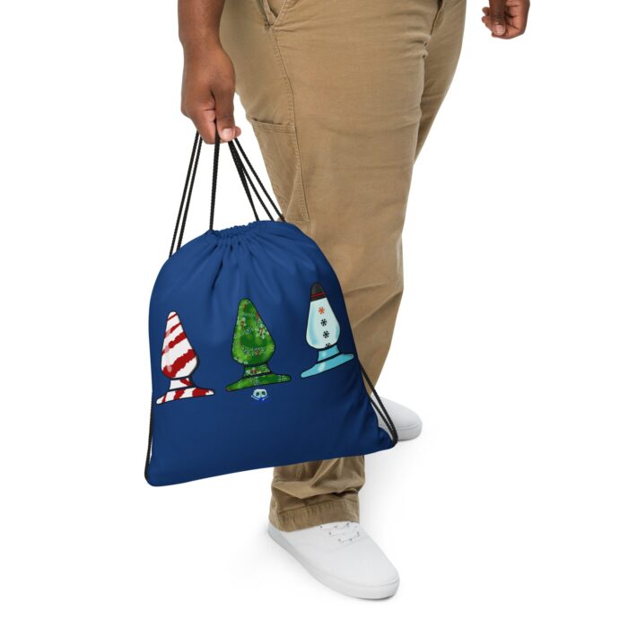 Drawstring bag - 2 Sided Print - Holiday Butt Plug (Winter/Christmas)