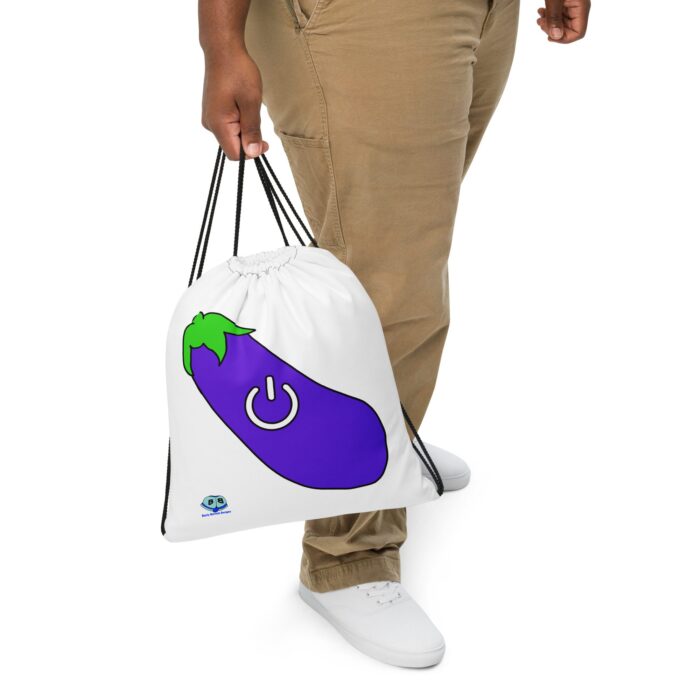 Drawstring bag - 2 Sided Print - Power Top / Eggplant