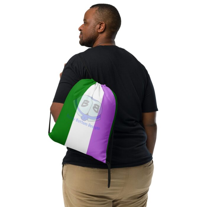 Drawstring bag - 2 Sided Print - Genderqueer Pride Flag - Image 2