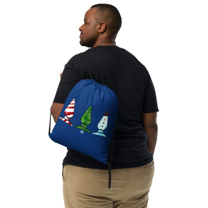 Drawstring bag - 2 Sided Print - Holiday Butt Plug (Winter/Christmas) - Image 2