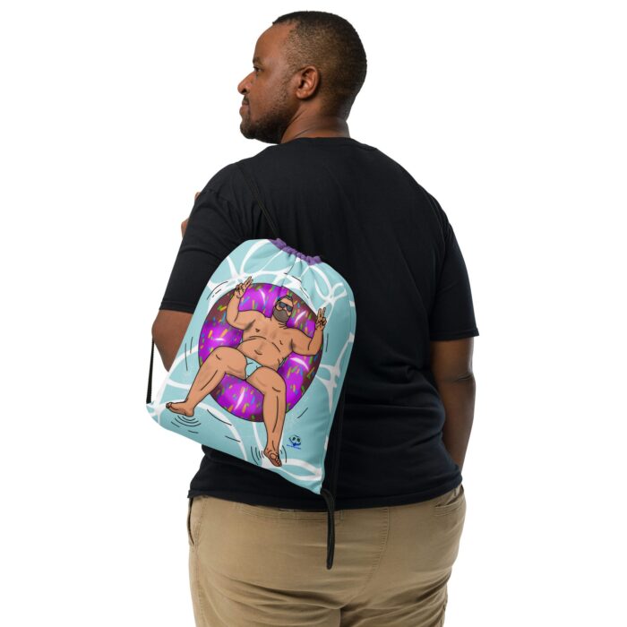 Drawstring bag - 2 Sided Print - Peace, Love, and Doughnuts - Image 2