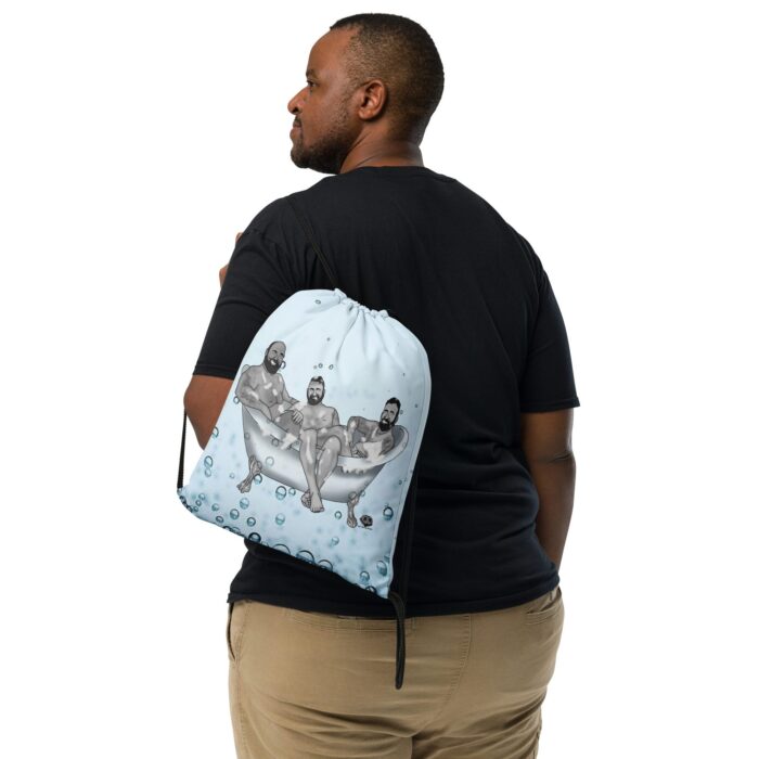 Drawstring bag - 2 Sided Print - Three Bears In A Tub - Image 2