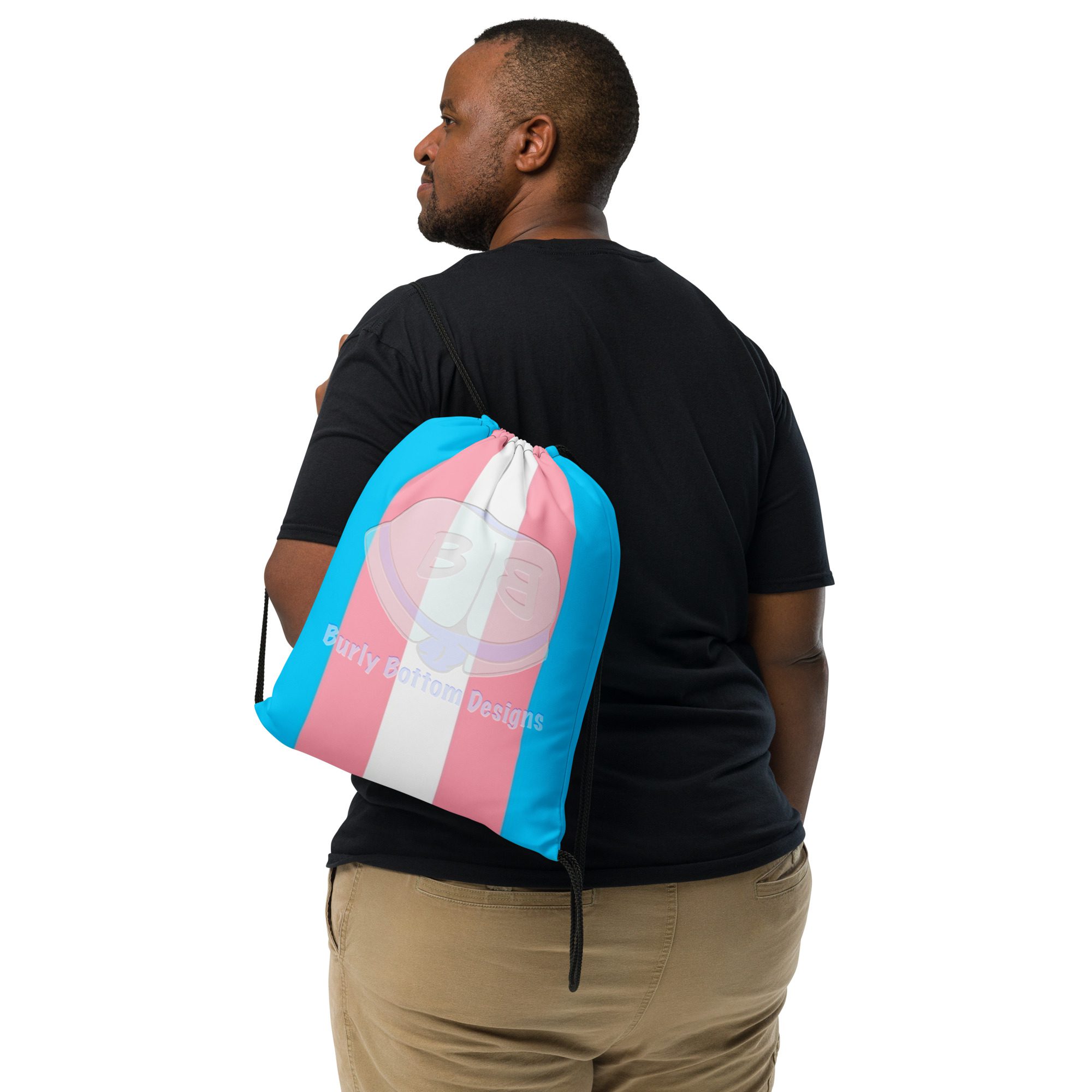 Drawstring bag - 2 Sided Print - Transgender Pride Flag - Image 2