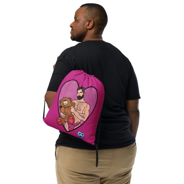 Drawstring bag - 2 Sided Print - Valentine Bear - Image 2