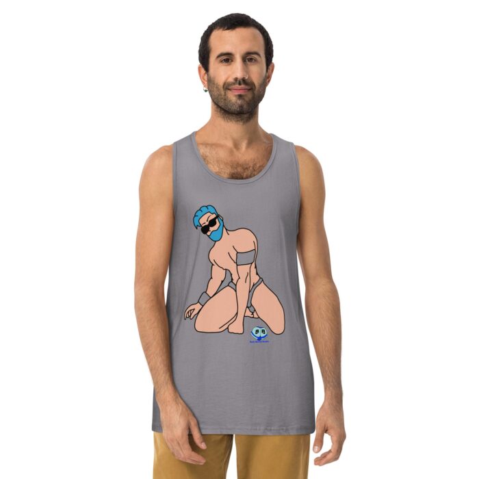 Men’s premium tank top - Blue Hair Armband - Image 15