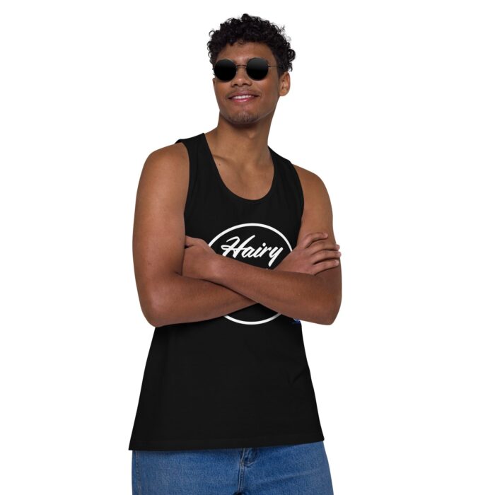 Men’s premium tank top - Hairy, Delicious, and Hot - Image 3