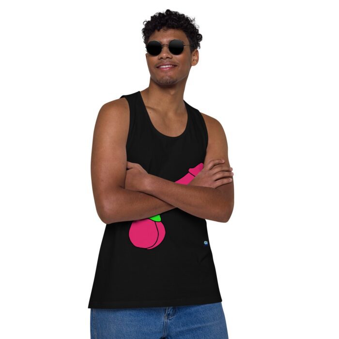 Men’s premium tank top - Pop Art Cock and Ball Scratcher - Image 3