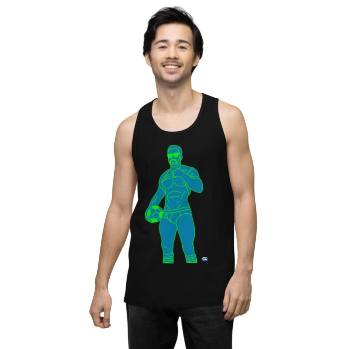 Men’s premium tank top - Pop Art Soccer Player - Image 3