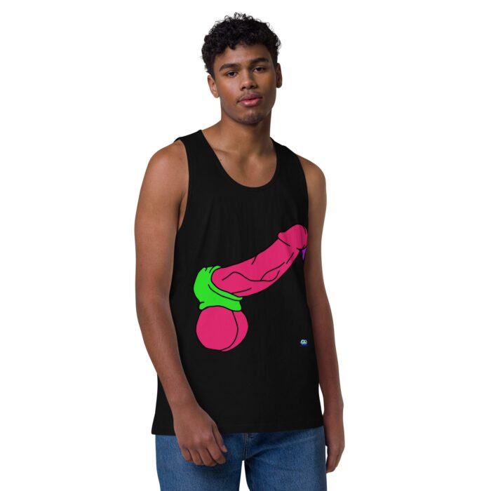 Men’s premium tank top - Pop Art Cock and Ball Scratcher - Image 2