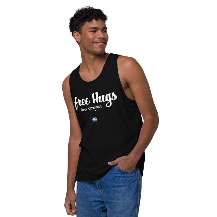 Men’s premium tank top - Free Hugs and Blowjobs - Image 4