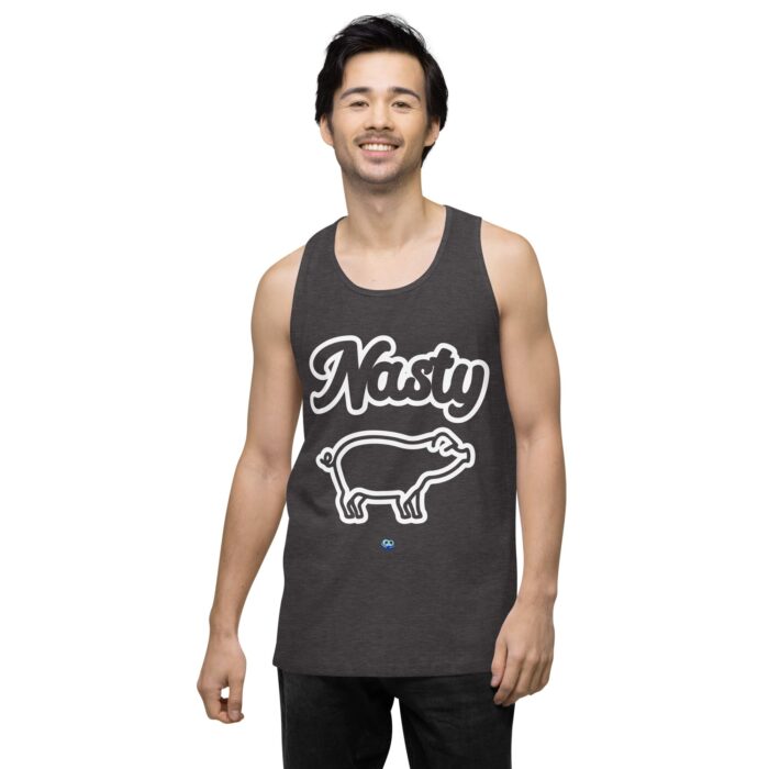 Men’s premium tank top - Nasty Little Piggy - Image 10