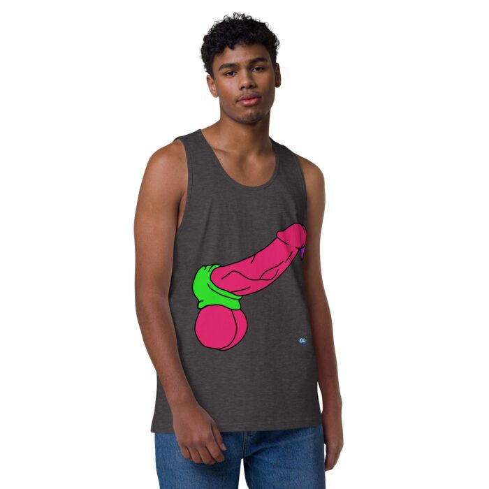 Men’s premium tank top - Pop Art Cock and Ball Scratcher - Image 18