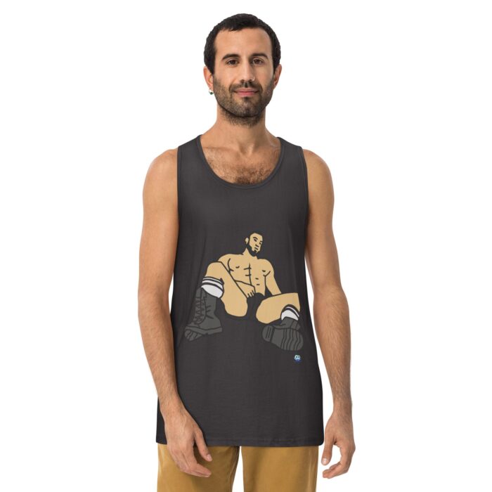 Men’s premium tank top - Waiting in Boots - Image 10
